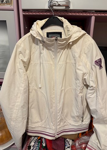 Fermuarlı Beyaz Kadın Street Wear Ceket - Görsel 7