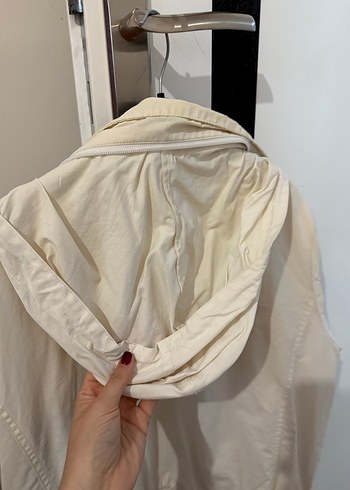 Fermuarlı Beyaz Kadın Street Wear Ceket - Görsel 5