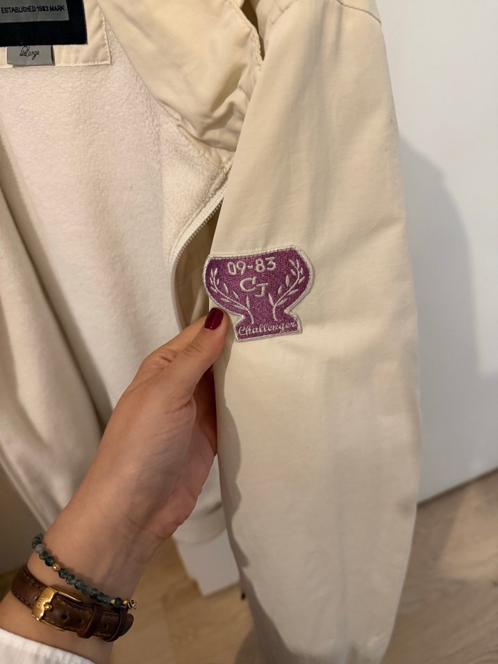 Fermuarlı Beyaz Kadın Street Wear Ceket - Görsel 4