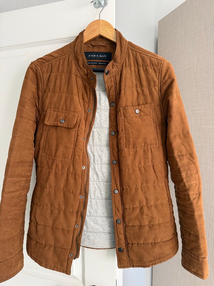 Düğmeli Kahverengi Süet Erkek Ceket - Görsel 3