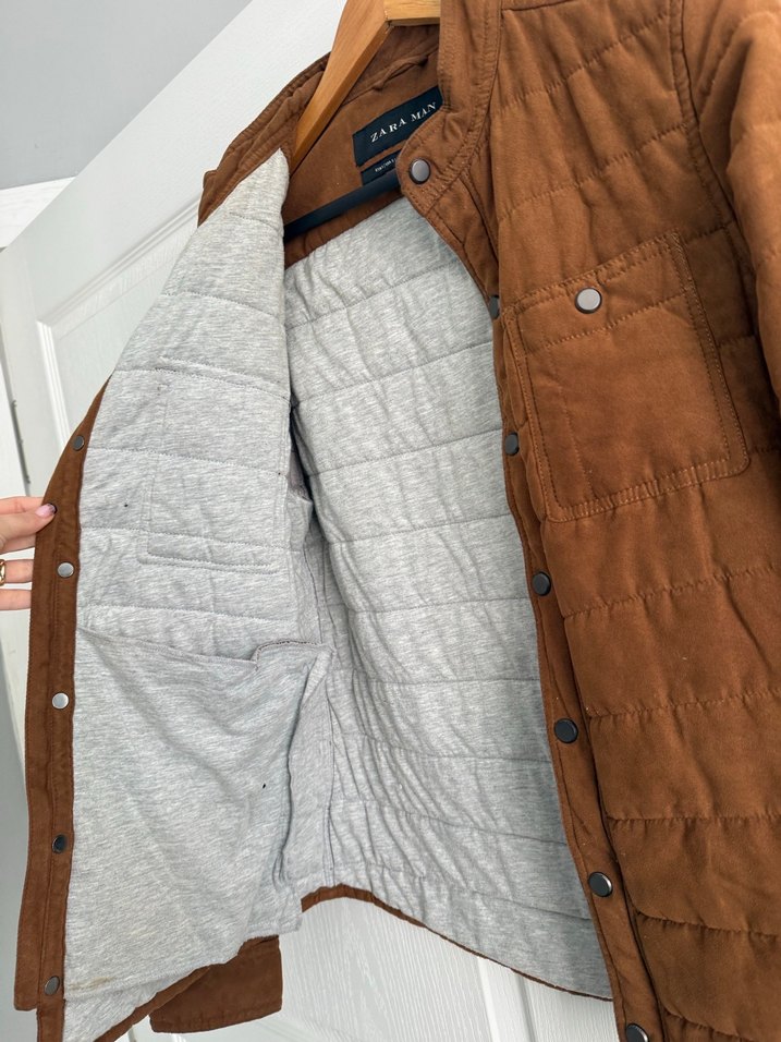 Düğmeli Kahverengi Süet Erkek Ceket - Görsel 4