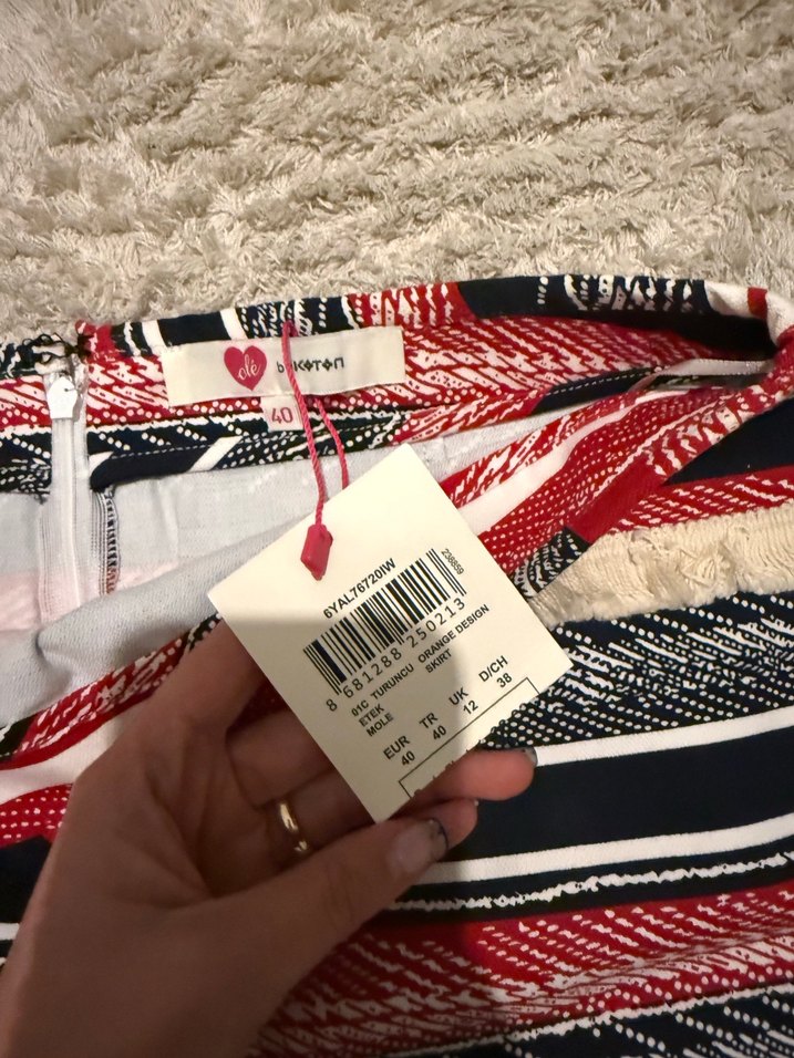 Bohem Çok Renkli Mini Etek - Görsel 2