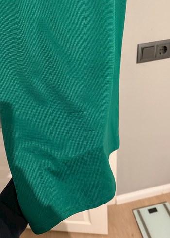 Yeşil, pencere detaylı kısa kollu, mini elbise - Görsel 2