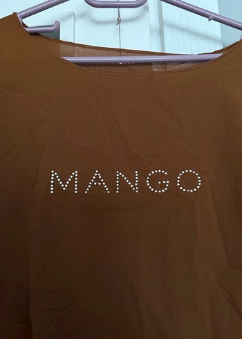 Mango Kahverengi şifon Tişört - Görsel 2