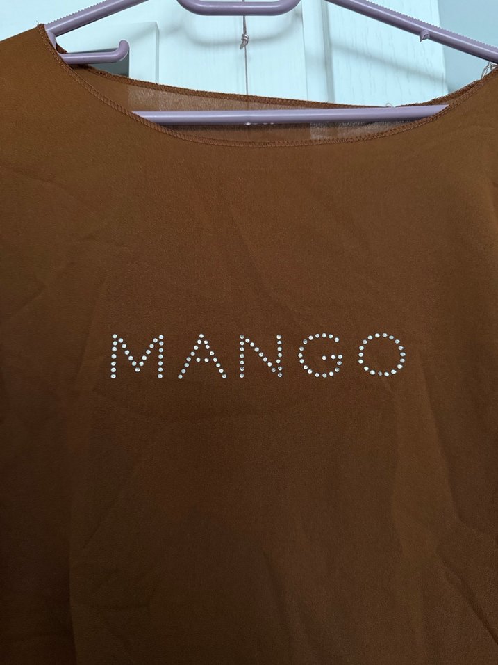 Mango Kahverengi şifon Tişört - Görsel 2