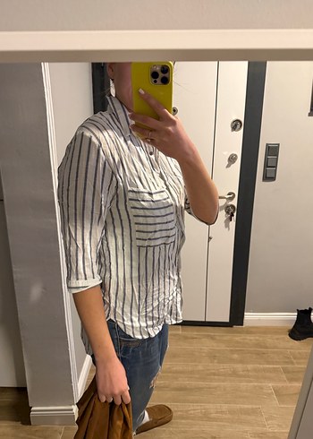 Düğmeli  Çizgili Gömlek - Görsel 6