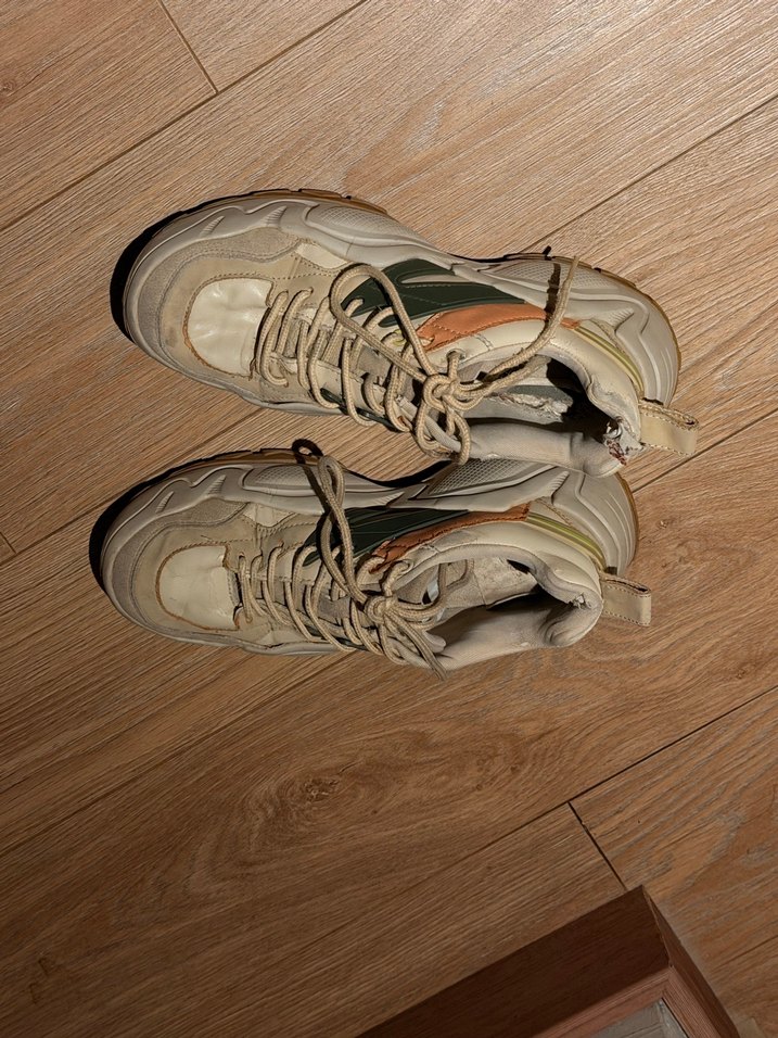 Bej Bağcıklı Platform Topuk Spor Ayakkabı - Görsel 3