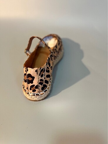 39 Beden Leopar hakiki deri espadril babet