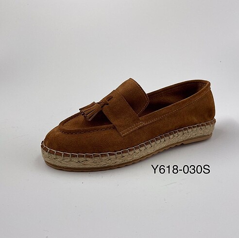 Hakiki deri loafer espadril ayakkabı