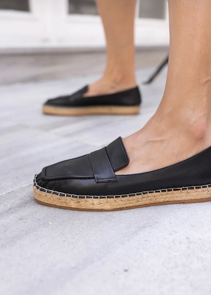 Hakiki deri bayan espadril babet - Görsel 2