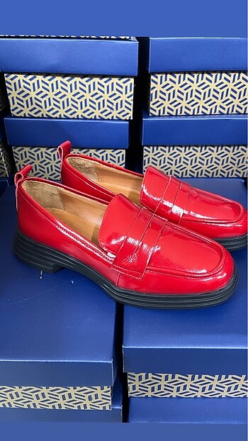 Hakiki deri kırmızı loafer