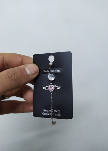 Zincir Detaylı Pembe Göbek Piercingi - Görsel 2