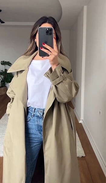 38 Beden camel Renk Mango trençkot