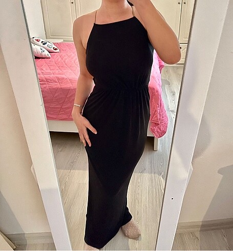 m Beden Mango Sırt Detaylı Gece elbise