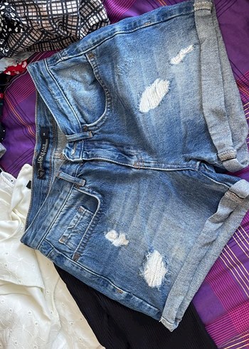 Kadın Mavi Mini Denim Şort