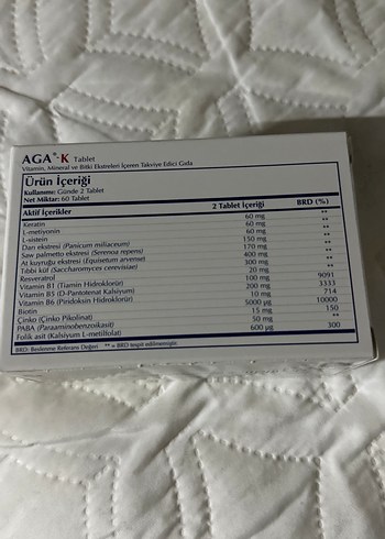 AGA-K Vitamin ve Mineral Takviye Tableti 60'lı - Görsel 2