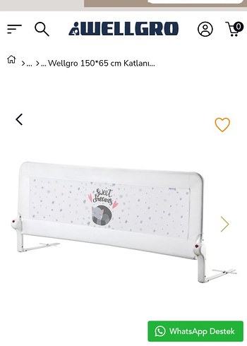 Wellgro Katlanabilir Bebek Yatağı Bariyeri 150x65 cm