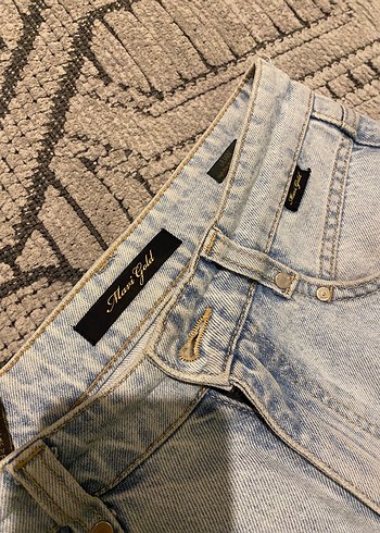 Kadın Bej Bol Kesim Midi Kot Pantolon - Görsel 2