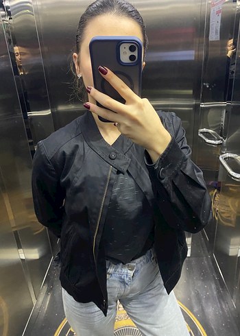 Kadın Siyah  Denim Bomber Ceket - Görsel 2