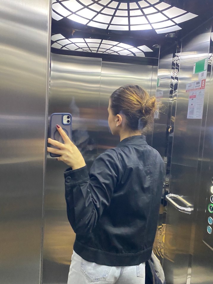 Kadın Siyah  Denim Bomber Ceket - Görsel 3