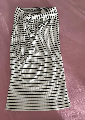 Çizgili Pilili Uzun Kadın Etek