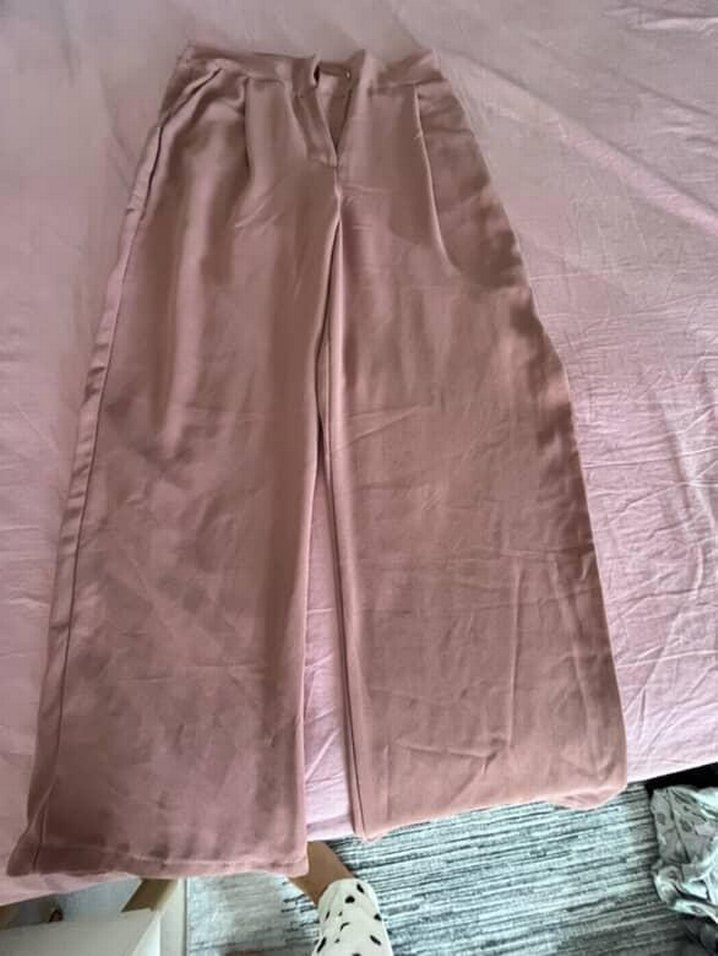 Bej Keten Pilili Midi Kadın Pantolon - Görsel 2