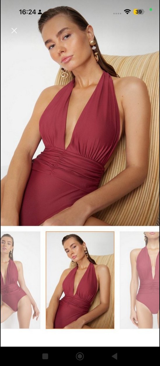 Bordo Drapeli Kadın Mayo - Görsel 2