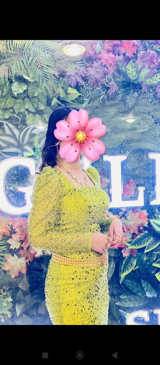 Sarı taşlı Uzun Abiye Elbise - Görsel 3