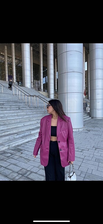 m Beden pembe Renk Bershka pembe blazer ceket