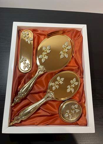 Saraylı gold çeyiz ayna tarak seti