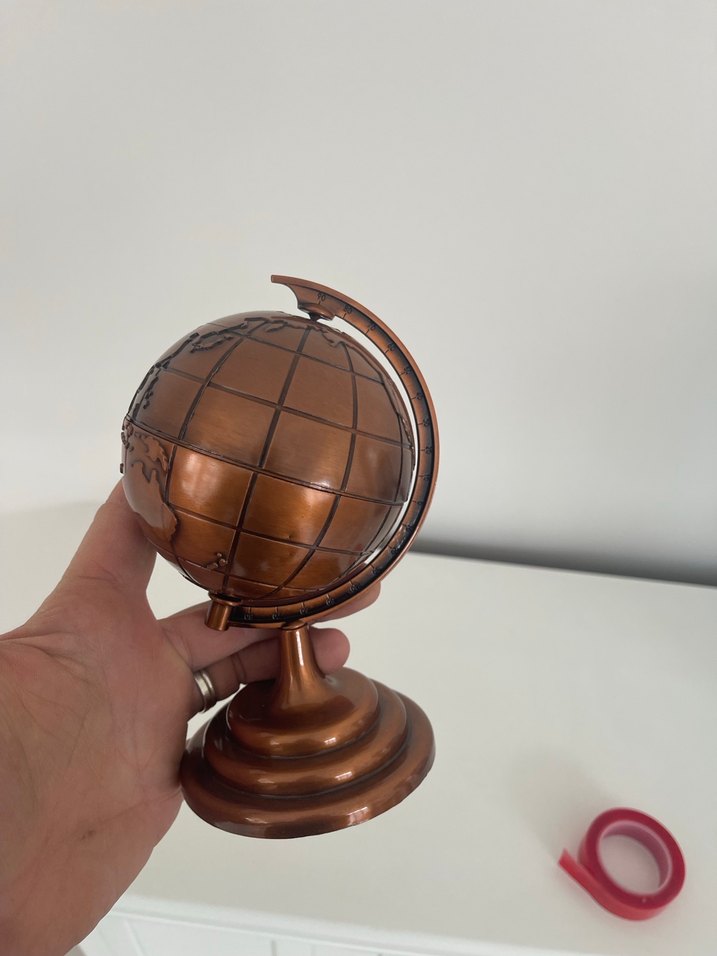 Vintage Bronz Dünya Küresi Biblo - Görsel 2