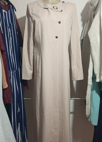 Bej Düğmeli Uzun Kadın Kaban - Görsel 2