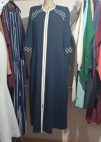 Kadın Lacivert Nakışlı Uzun Elbise - Görsel 2