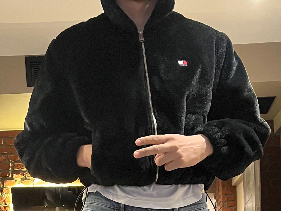 Siyah tommy Kadın Peluş Ceket - Görsel 2