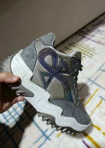 Gri Bağcıklı Platform Kadın Spor Ayakkabı - Görsel 2