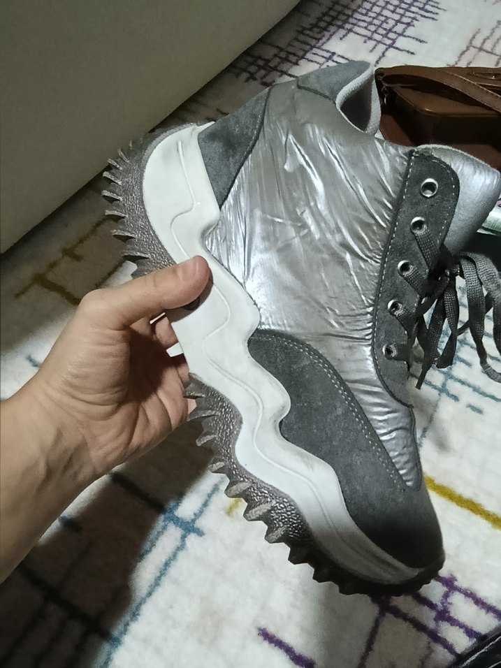 Gri Bağcıklı Platform Kadın Spor Ayakkabı - Görsel 5