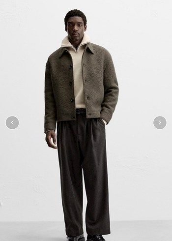 zara erkek yün bukle ceket - Görsel 4