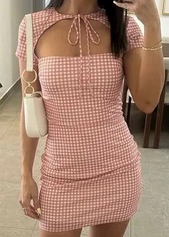 Zara Pembe Pötikareli Mini Elbise