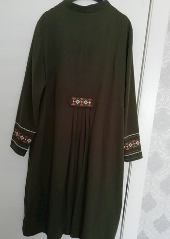 Kadın Kahverengi Nakışlı Fermuarlı Uzun Kaban - Görsel 4