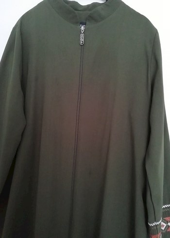 Kadın Kahverengi Nakışlı Fermuarlı Uzun Kaban - Görsel 3