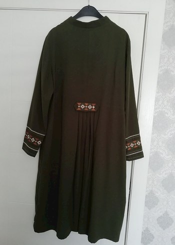 Kadın Kahverengi Nakışlı Fermuarlı Uzun Kaban - Görsel 5