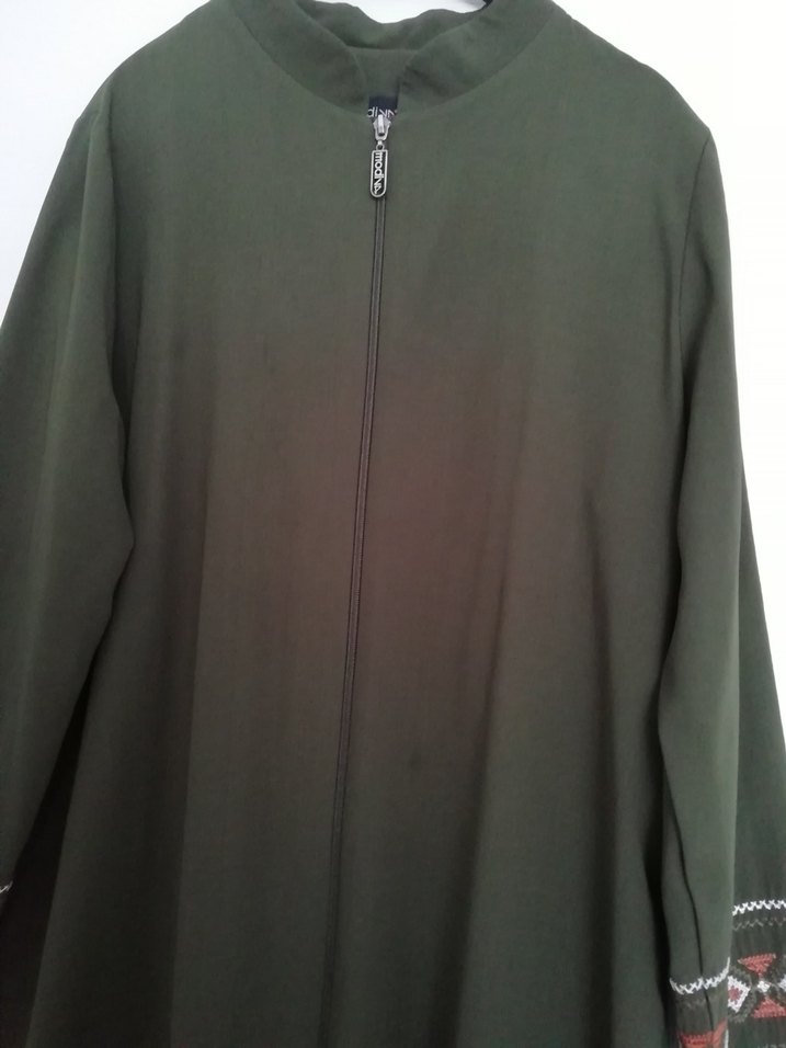 Kadın Kahverengi Nakışlı Fermuarlı Uzun Kaban - Görsel 3