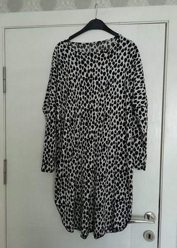 Gri Leopar Desenli Salaş Kadın Tunik - Görsel 2