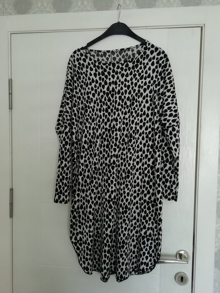 Gri Leopar Desenli Salaş Kadın Tunik - Görsel 2