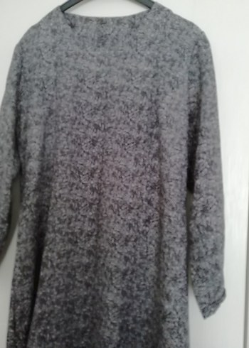 Gri Uzun Keten Hamile Tunik - Görsel 3