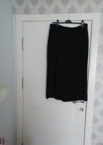 Drapeli Siyah Midi Kadın Etek - Görsel 2