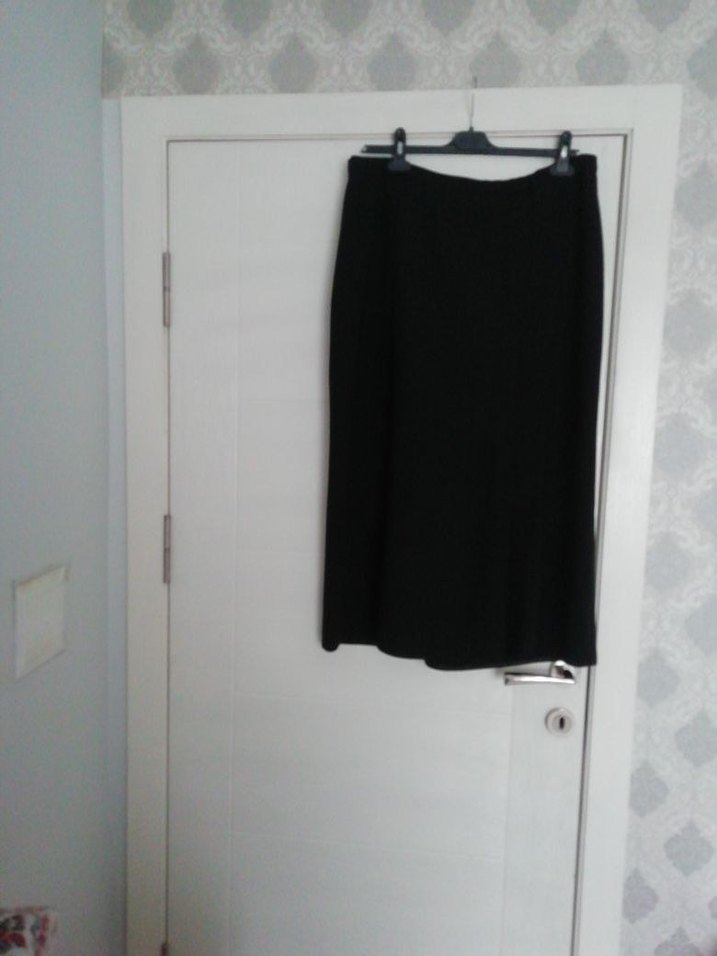 Drapeli Siyah Midi Kadın Etek - Görsel 2