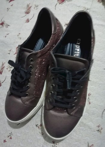 Yılan Desenli Kahverengi Platform Spor Ayakkabı - Görsel 2