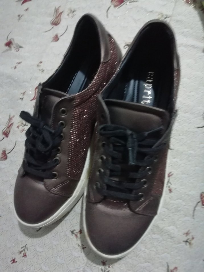 Yılan Desenli Kahverengi Platform Spor Ayakkabı - Görsel 2