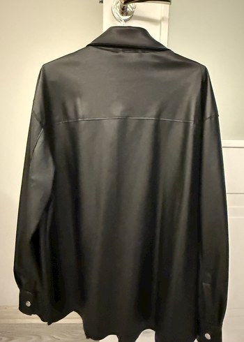 Düğmeli Siyah Deri Kadın Ceket - Görsel 7